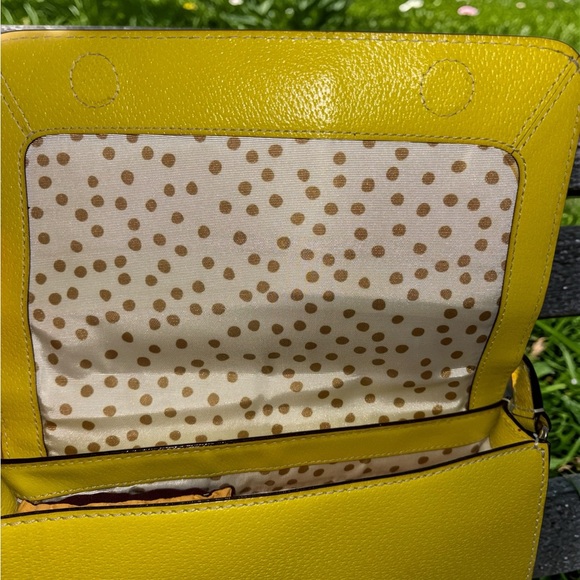 Kate Spade Wellesley Yellow Leather Flap Crossbody Polka Dot Lining - Picture 9 of 10